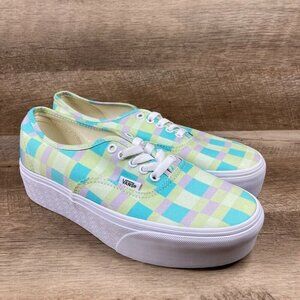 VANS Old Skool Stackform Platform Pastel Picnic Mixed Plaid Shoes Womens 10 NEW